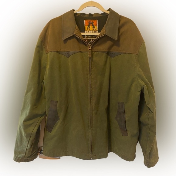 Kakadu Traders Australia Other - Kakado Traders Australia Men’s Oilskin Green/Brown Jacket, Size L*